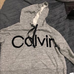 Grey and black CK cropped hoodie